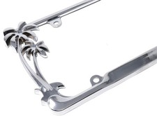 Chrome Metal Tropical Palm Tree Car Auto Truck 1 License Plate Frame Tag Holder