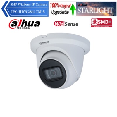 Black DH AI Starlight 8MP IPC-HDW2841TM-S MIC Turret IR IVS IP Camera outdoor