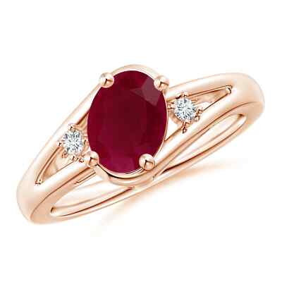 ANGARA Prong-Set Ruby Split Shank Ring in 14K Solid Gold ( Grade: A | 1.25 Ct)