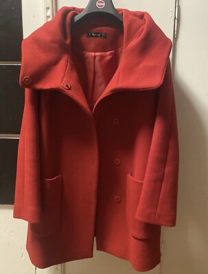 Hallhuber Wollmantel mit Raglanärmel Rot 38