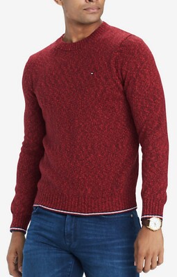 Tommy Hilfiger Men's Zinfandel Red Heather Malcolm Marled Pullover Sweater