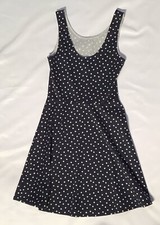 Divided Dress Navy with White Polka Dots Sleeveless Fit And Flare Dress Size 6