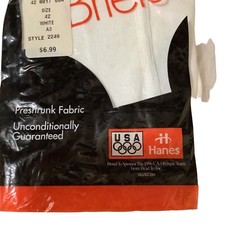 VINTAGE NEW 1996 HANES MEN'S 1 PAIR BRIEFS SIZE 42 100 COTTON MADE IN USA