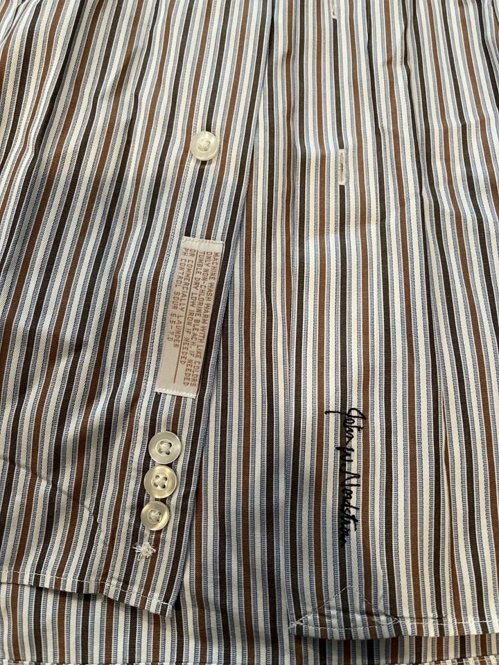 John W Nordstrom Striped Dress Shirt Mens 16.5 36 Eqyptian Cotton Woven in Italy - Image 4 of 4
