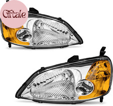 for 2001 2002 2003 Civic 2/4Dr Headlight Assembly Compatible with 01 02 03 Honda
