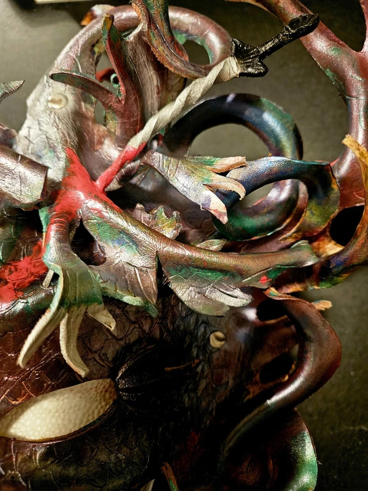 Кожаная маска дракона с детским драконом ручной работы - Изображение 4 из 4