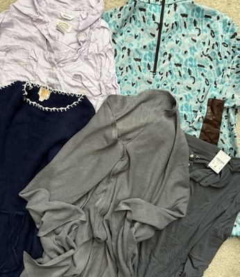 5 Lot Tyler Boe Womens L Printed Sweater Anna & Ava One Size Talbots Linen Shirt