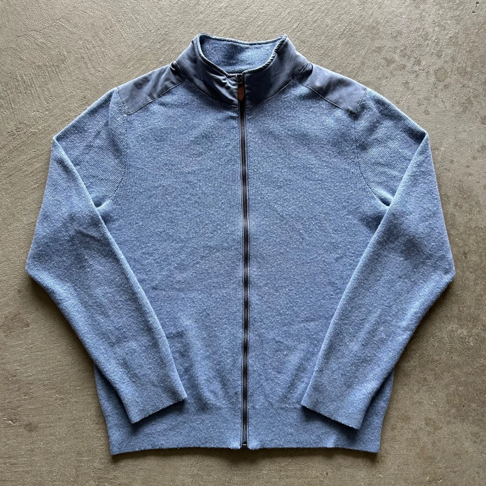 Jim Nantz Vineyard Vines Sweater Size Medium Blue Cashmere Full Zip Cardigan