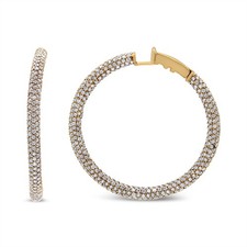 6.90 Carat Real Diamond Inside Out Eternity Hoop Earrings in 18K Rose Gold