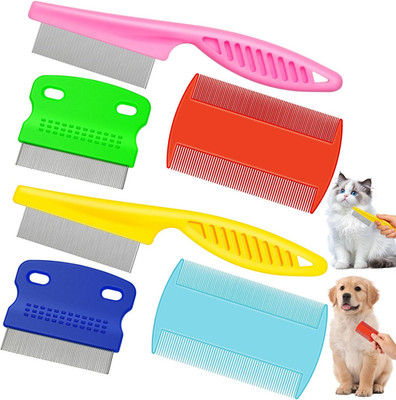 6 Pack Flea Lice Comb Stainless Steel Dog Cat Grooming Combs with Rounded