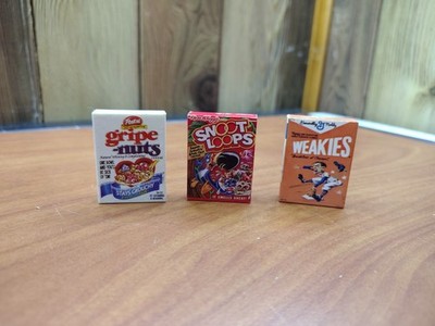 3 Wacky Package Minis Weakies Snoot Loops Gripe Nuts Cereal Lot