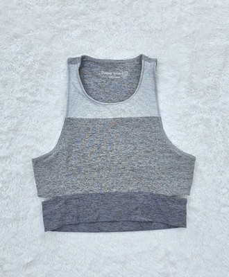 Outdoor Voices Tri-Tone Slashback Sports Bra Crop Top Gray Sz S