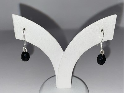 925 Silber Ohrringe,1g,facettierte Schwarze Steine,L-2.5xB-0.5cm,