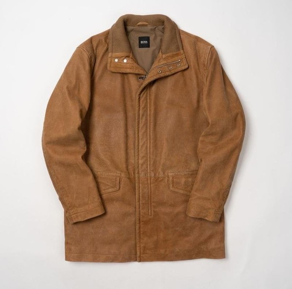 Men Hugo Boss Jacket Brown Leather 40 /L / 48