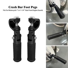 1Pair Black 1"-1/4" Crash Bar Front Foot Pegs For Harley Highway Engine Guards