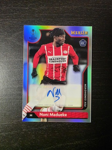 2021-22 Topps Merlin UEFA Noni Madueke Refractor Rookie RC Auto Arsenal