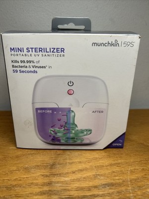 NEW Munchkin 59S Mini Portable Pacifier Sterilizer Cleaner UV Kills 99.9% -