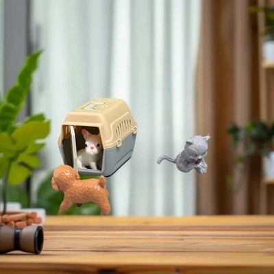 2/4Pcs Miniature Dollhouse Pet House Realistic Mini Dog & Cat Cage With Door