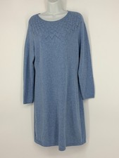 Talbots Blue Lightweight Knit Long Sleeve Sweater Dress Women's Size Large
