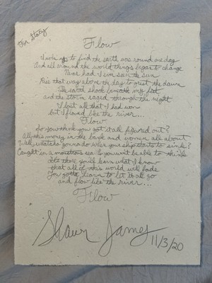 Shawn James Handwritten Lyrics Sheet Flow