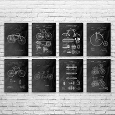 Bicycle Patent Wall Art Poster Set of Eight