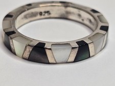925 Silver w/ Mother of Pearl Inlay Ring Size 8