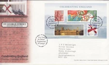 GB Stamps First Day Cover Celebrating England Mini Sheet, dragon SHS Quote 2007