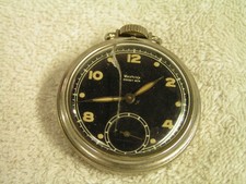 Westclox Pocket Ben Pocket Watch, 11-58 Black Dial. Crystal has a crack in it.
