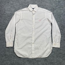 Polo Ralph Lauren Mens Windowpane Check Button Down Shirt White Navy Pink 15.5