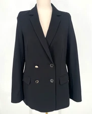 Escada Germany women size 42/8 Black Blazer double breasted button pocket jacket