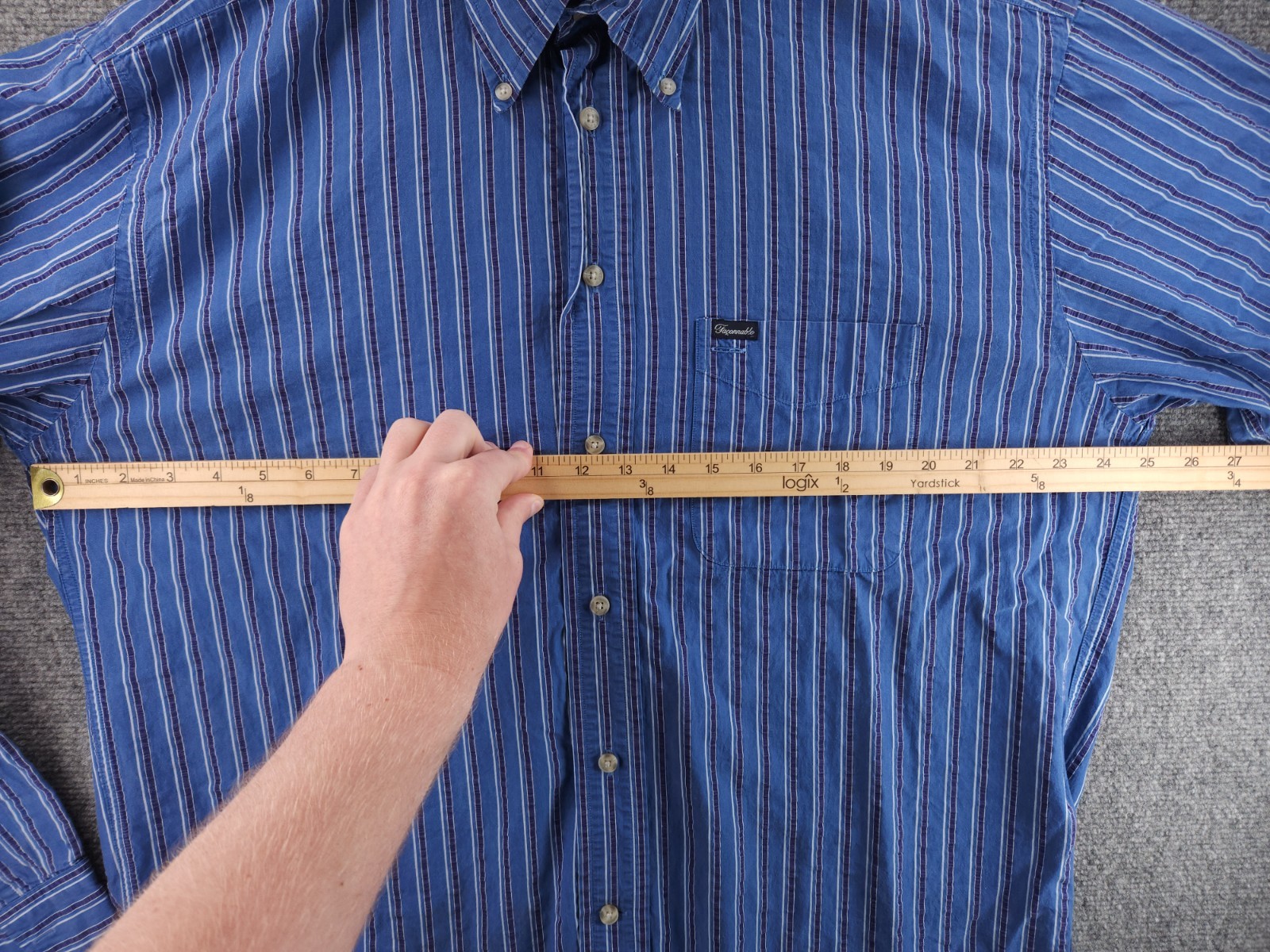 Faconnable Button-Down Large Cotton USA Blue Stri… - image 14