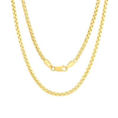 14K Yellow Gold 2mm Venetian Round Box Chain Link Necklace Mens Women 16''- 30''