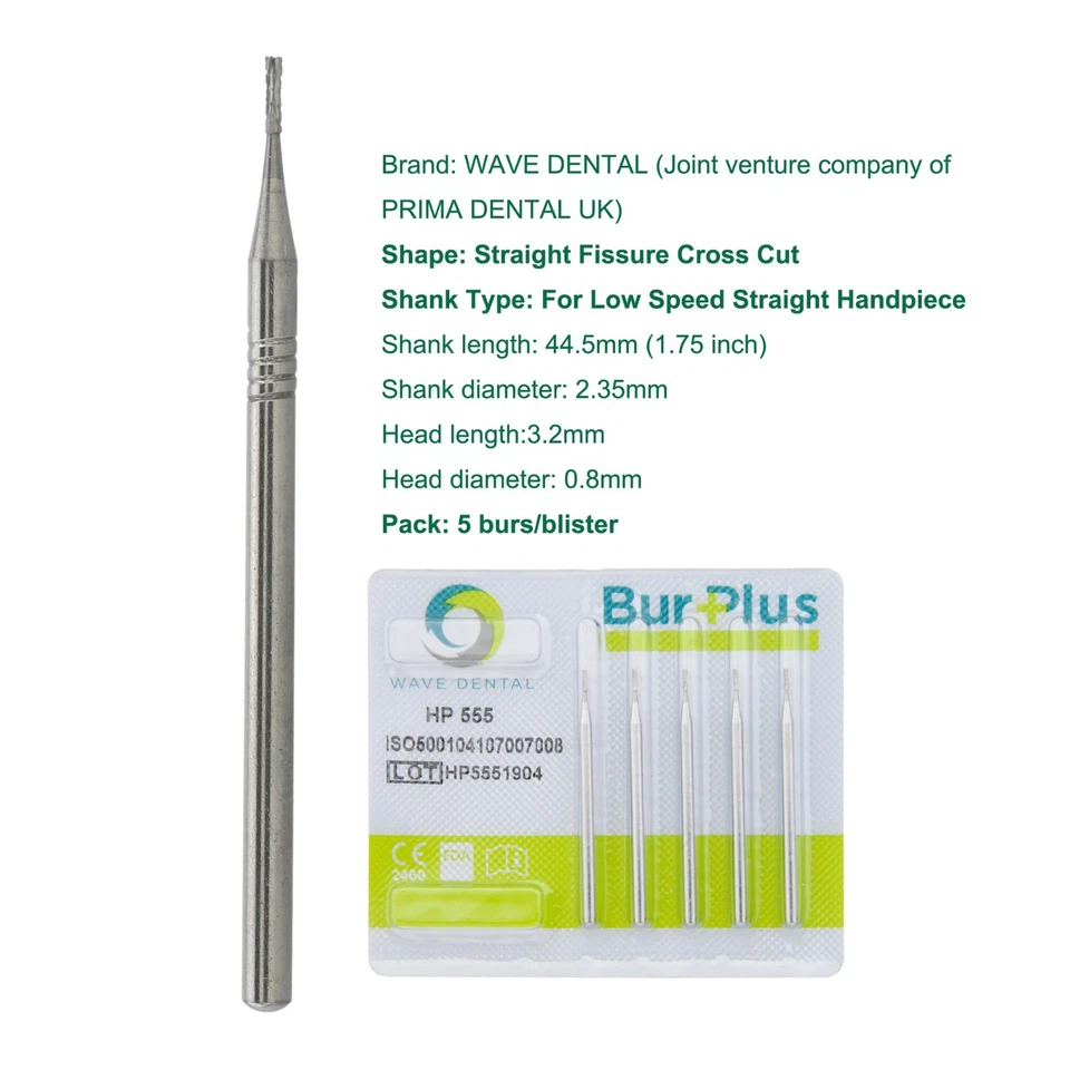 Wave Dental Carbide Bur Taper Fissure Surgical HP 44.5mm For Straight Handpiece - Image 4 of 4