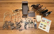 Vtg Large Lot Bonanza Action Set Figures Horses Wagon 1966 American Character