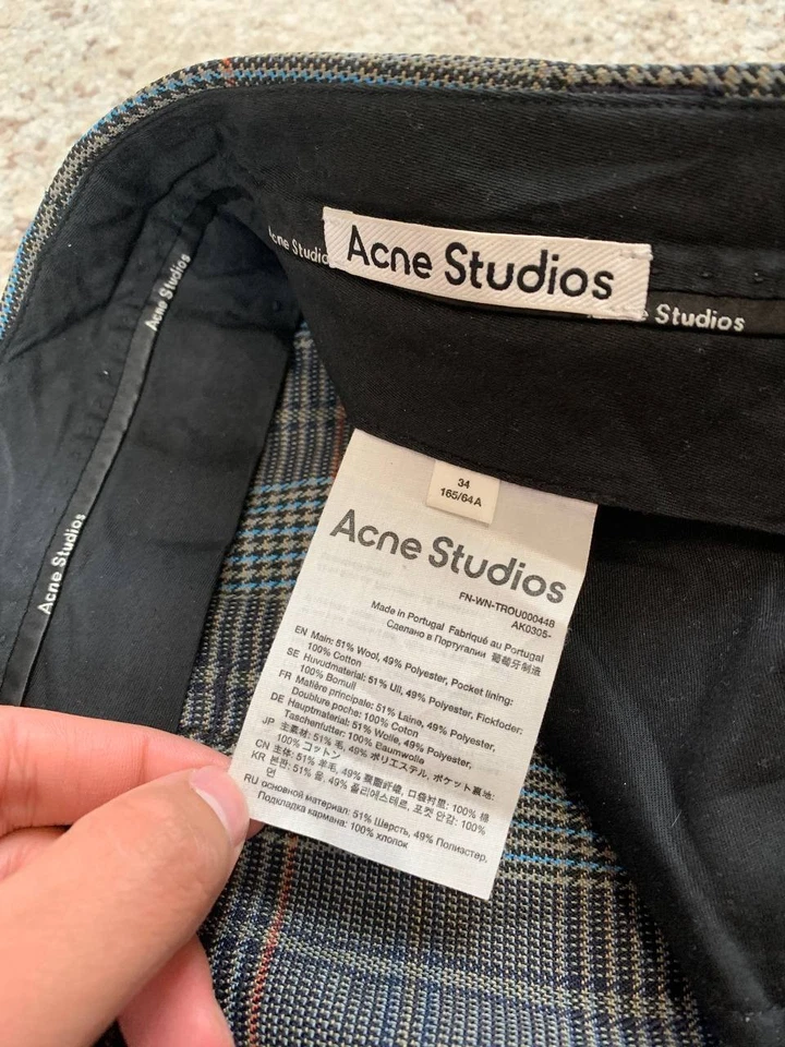 Calças quadriculadas femininas Acne Studios - Imagem 4 de 4