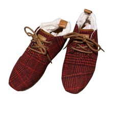 Tom’s Bota Red Plaid Canvas Ankle Boots - 5.5