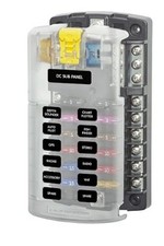 ST Blade Fuse Block 12 Circuit with Ground and Cover, 100 Amps, 5026