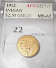 1912 indian head gold coin $2.50