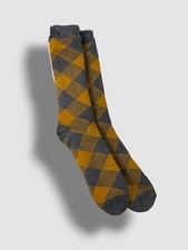  24 Ugg Men's Brown Gray Grady Fleece Diamond Lined Crew Socks 1-Pair One Size