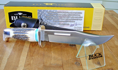 SUPERB JOE HOUSER CUSTOM BUCK KNIFE 119 SPECIAL ELK HORN HANDLE 2024 D2 BLADE