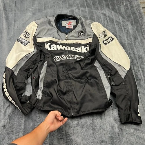 Joe Rocket Kawasaki Racing Team Mesh Motorcycle Jacket Mens XL Black Grey White - product listing photo