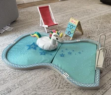 AMERICAN GIRL POOL W/ ACCESSORIES! RETIRED $40