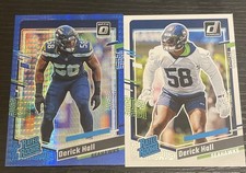 2023 Panini Donruss 2 Card Lot RC Seattle Seahawks Derick Hall Blue Hyper