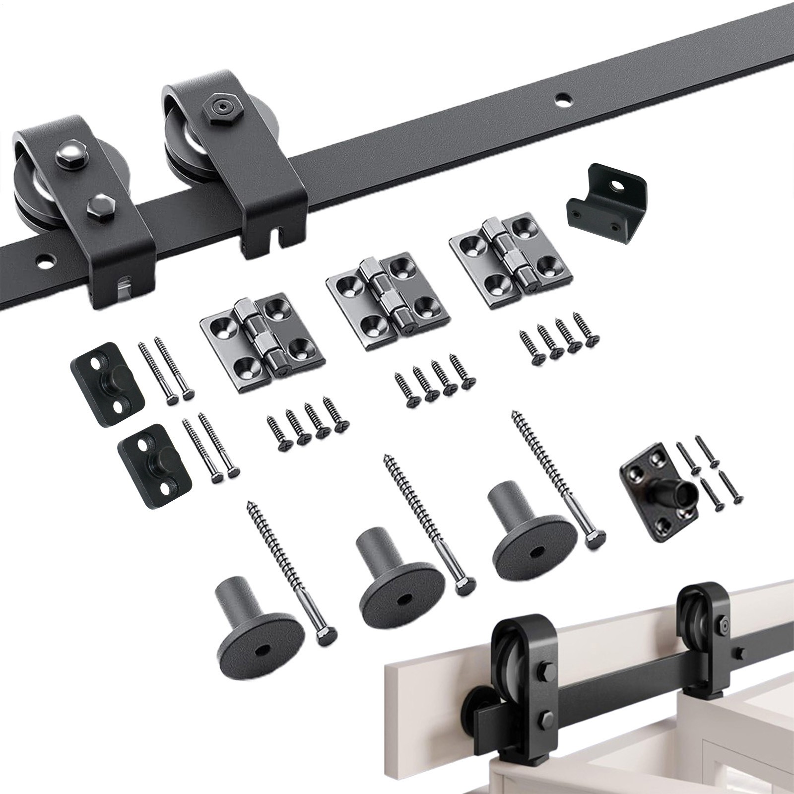 117cm Black Sliding Barn Door Hardware Kit for Double Closet Doors
