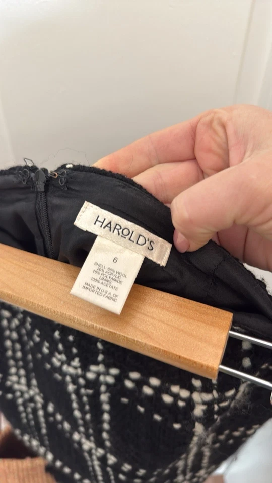 Falda lápiz Harold’s mezcla de lana a cuadros con flecos talla 6 usada  Foto 4 de 4