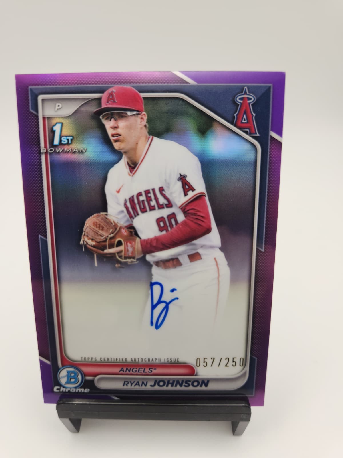 2024 Bowman Chrome 1st Ryan Johnson Auto Purple /250 Angels Pitcher