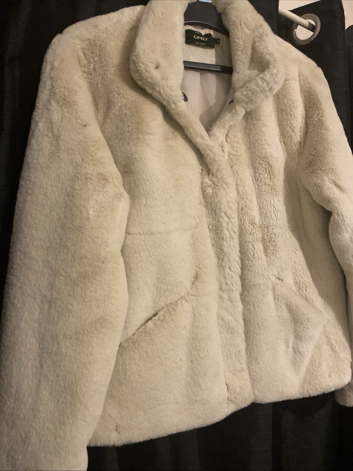 Ladies ONLY cream Faux Fur Jacket Coat Size M Brand New