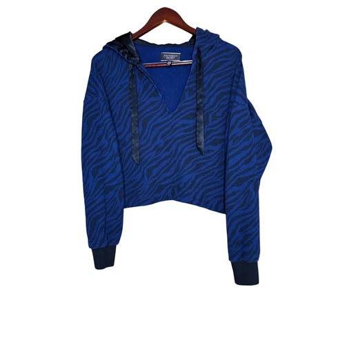 UNDERCOVER Felpa con cappuccio Victoria's Secret blu zebrata stampa animalier taglia media