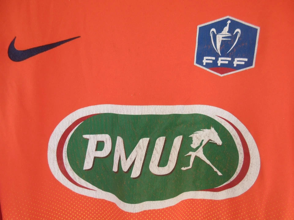 Maillot goal porté n°1 COUPE DE FRANCE NIKE PMU match worn GK shirt orange L - Photo 2/4