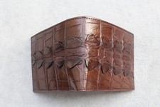 Brown Real Crocodile Alligator Hornback Skin Leather Men's Bifold Wallet L71